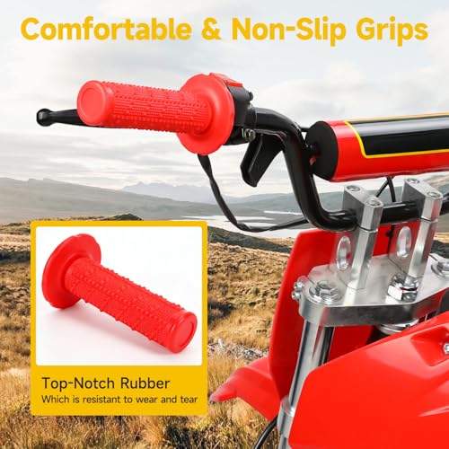 Image of HIAORS 7 /8 Handlebar Grips Compatible with 50cc 70cc 125cc 150cc TTR90 TTR110 TTR125 PW80 CRF50 XR50 CRF70 CRF125 KLX250 SSR125 TaoTao Apollo Pit Dirt Bikes Yozma In10 E Bike Motorcycles Parts Red