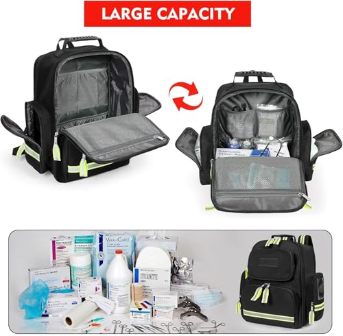 Image of Gatycallaty First Aid Backpack Emergency Medical Backpacks Empty Waterproof Survival Bags Trauma Bag for Nurses Home Car (Black, Pack of 2)