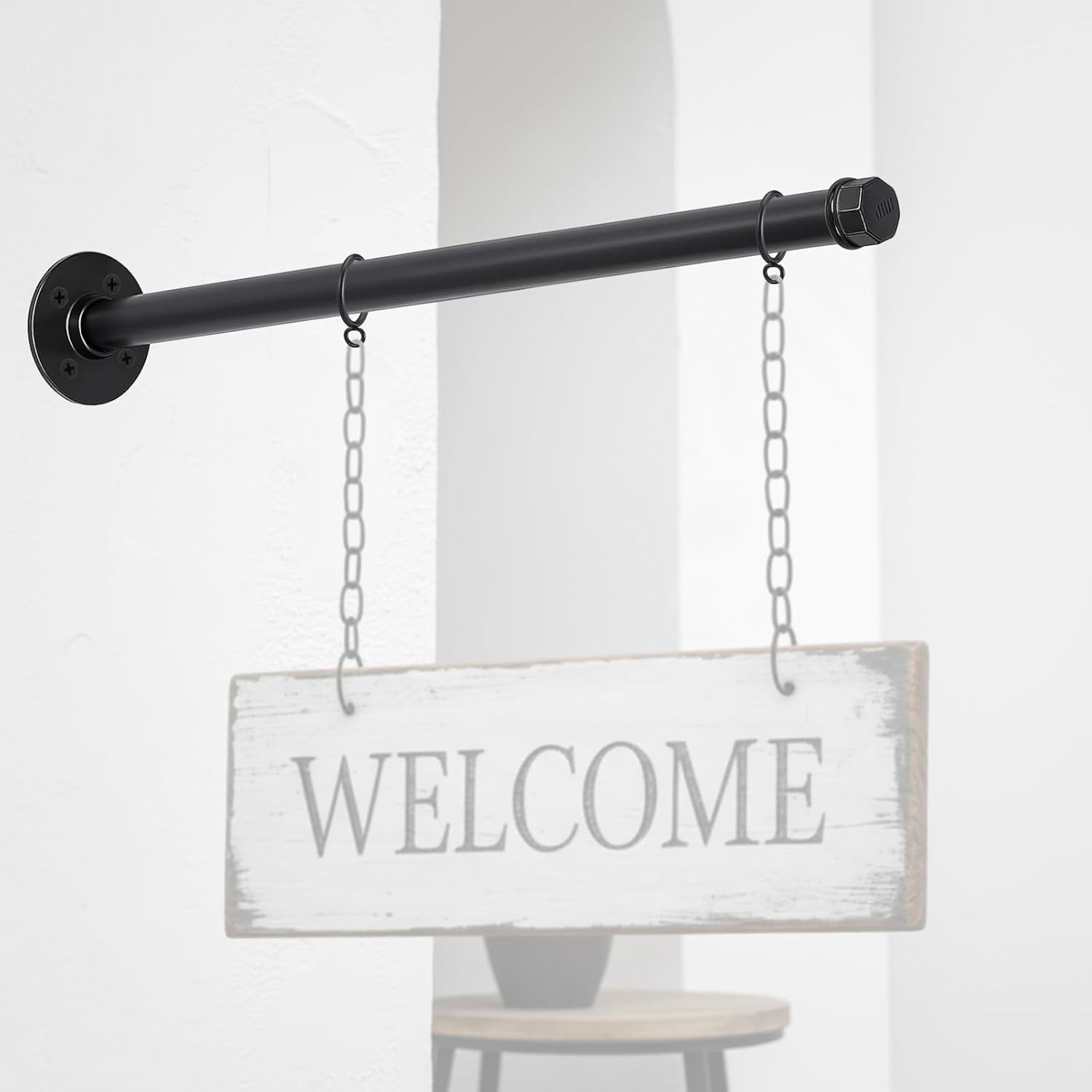 Zonon 20'' Hanging Sign Bracket with Adjustable Rings Street Holder Hanger Metal Wall Bracket with Mounting Hardware for Business Shop Home Office Classroom Outdoor - No Sign