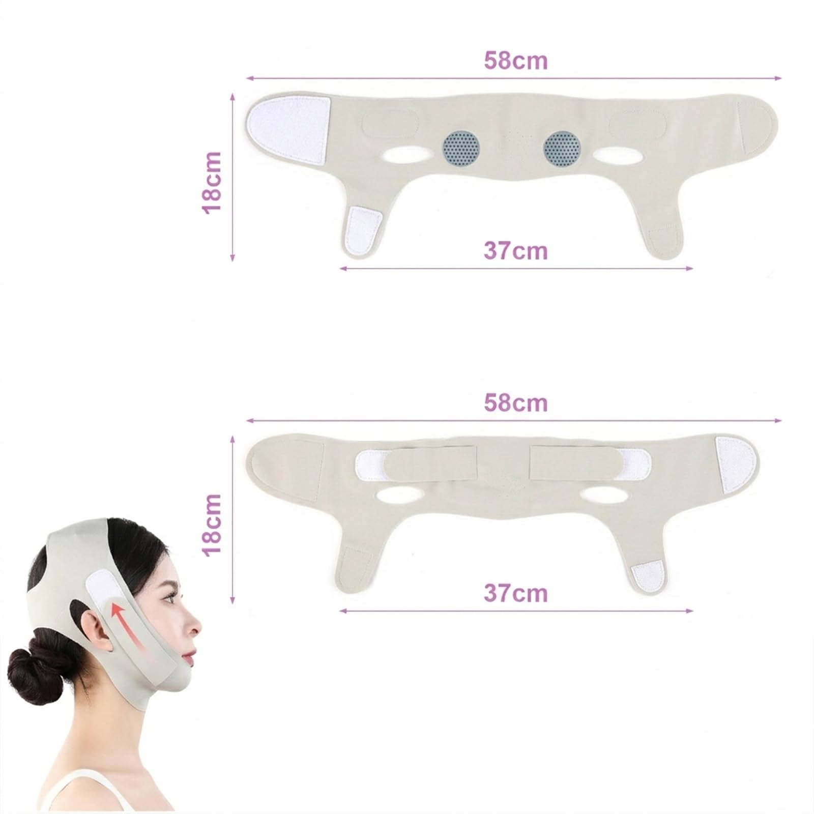Reductor de Papada, Mentonera Postquirurgica, Jawliner de Graphen, Banda Facial de Levantamiento, Cinturón Facial Ajustable, Transpirable, para Todo Tipo de Rostro, Morado
