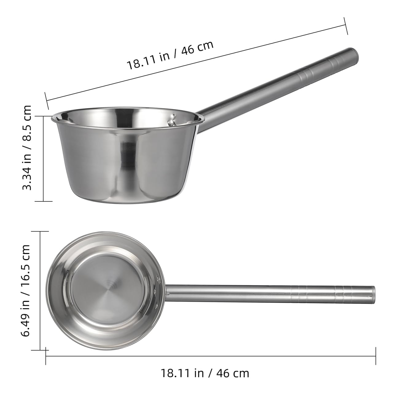 Veemoon Mestolo in acciaio inox, 1 litro, con manico lungo 16 cm, mestolo di alta qualità, ideale per cucina e giardino, lavabile in lavastoviglie, perfetto accessorio da cucina per zuppe e salse