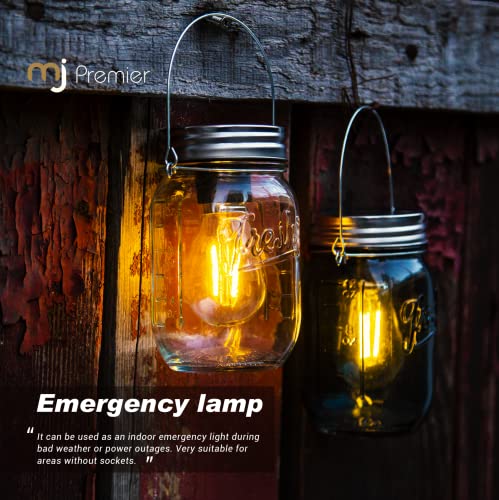 Outdoor Mason Jar Lights Hanging, 2-Pack Led Decorative Garden Lanterns With Timer, Battery Operated Vintage Glass Light For Patio Camping Courtyard Backyard Tree Hallway Stairs Farmhouse (2Color) #TOP1