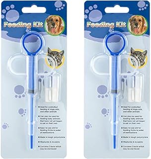 PAGOW 2 Pcs Pet Medicine Feeder, Silicone Syringe Cat Dog Puppy Pill Dispenser Suit with Soft Tips, Pet Cat Dog Puppy Pill Tablet Versus Control Rods