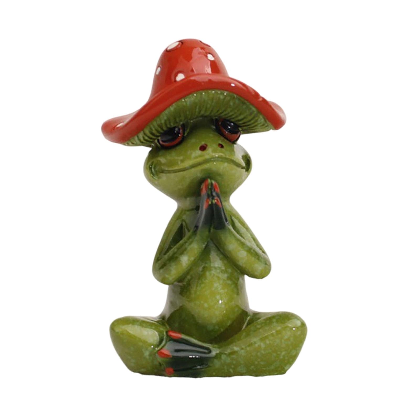 ZhzeYun Mushroom Frog Figurine, Resin Animal Statue for Home Office Decor