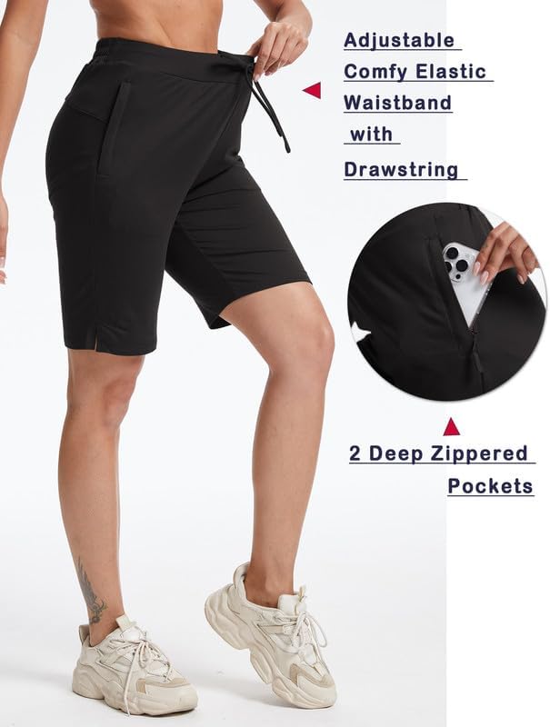 楽天市場】【3個〜メール便送料無料】 ハイウエスト ショーツ ☆後払い可！☆ニーズ ハイウエスト美メイクショーツ 単品 メール便 ハイウエスト  お腹まわり スッキリ 着圧 お尻まわり ヒップライン 骨盤 下腹 裾レース メリハリボディライン 美メイク着圧 伸縮性 ガードル ... レディース 9インチ ハイウエスト バミューダショーツ:ジッパーポケット、擦れ防止&amp;スプリットヘム ワークアウト/ヨガ/ラン