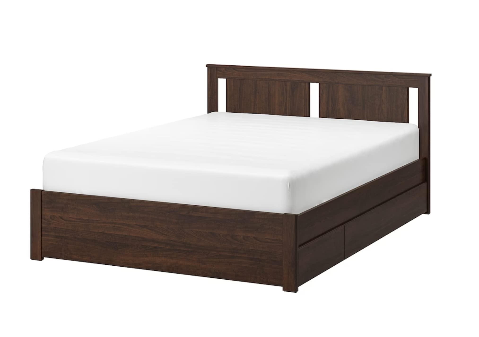 SONGESAND Bed Frame with 4 Storage Boxes, brown/Luröy160x200 cm (63x78 3/4")