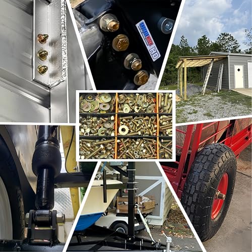 Image of 708pcs SAE 1 /4 inch 5 /16 inch 3 /8 inch Nylon Locknut Hex bolt flat washer Assortment Kit by color galvanization,Alloy steel,Grade 5.Length 1 /2 inch- 2 inch.16 Common size for Automative,for Automative,fixture,DIY Design.