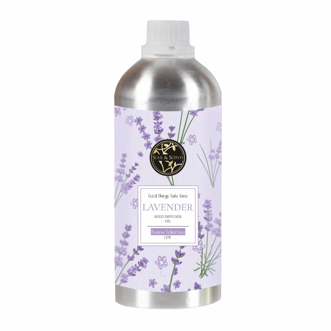 Soul & Scents Lavender Reed Diffuser Refill for Fragrance | Free 18 Fiber Reed Sticks | Long Lasting | Smoke Less Room Freshener for Home, Bedroom, Living Room & Office | 1Ltr-image-24