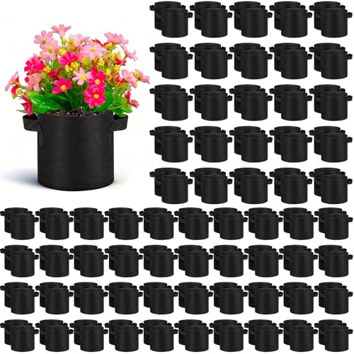 Image of Nuanchu 200 Packs 1 Gallon Grow Bags Bulk Aeration Fabric Pot with Handles