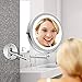 AMHIL Wall Mounted Mirror LED Beauty Mirror 1X/10X Magnification Double Side, Folding Vanity Lamp Retractable 360 Rotating Function Shaving Mirror, Batteries/USB