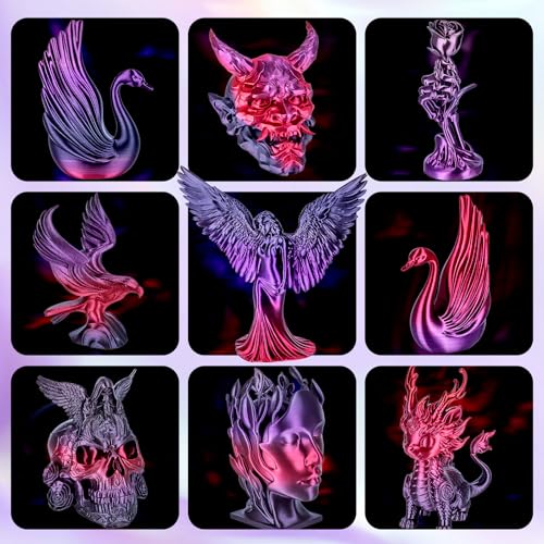 Image of Silk Gradient Color PLA+ 3D Printer Filament 1.75mm, No Tangle Shiny Filament Net Weight 250g Spool (0.55lbs), Silk PLA Pro Plus, Red-Black-Purple Gradient