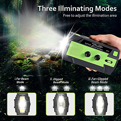 Wind Up Emergency Crank Radio, 4000mAh-Solar Hand Crank Draagbare AM/FM-radio met 1W Zaklamp & Bewegingssensor Leeslamp, Mobiele Telefoon Oplader, SOS Alarm voor thuis en buiten Noodgevallen - Image 6