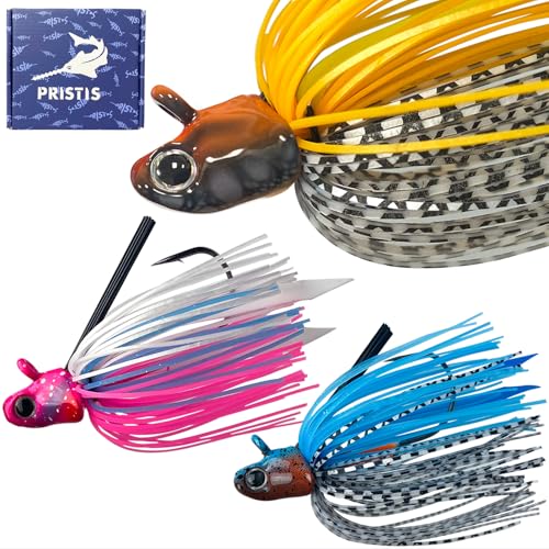 Pristis 3 Pack Swim Jigs with Weed Guard & Silicone Skirt, Durable Fishing Lures for Freshwater &...