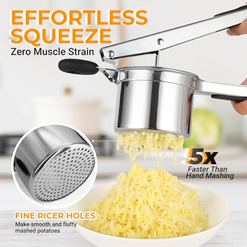 liboyixi Large 15oz Potato Ricer Heavy Duty Stainless Steel Potato Masher and Ricer Kitchen Tool, Press and Mash Kitchen Gadget For Perfect Mashed Potatoes - Everytime (Black) - image 4