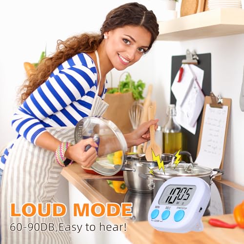 12 Pack Digital Kitchen Timers, Magnetic Countdown Timer with Loud Alarm - Image 2