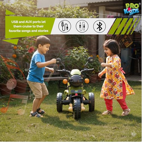 Image of PRO KIDS Cruise Rechargeable Electric Kids Bike with Bluetooth, USB, AUX, Music & LED | Ride-On Bike for Boys & Girls (1.5-4 Years) | 6V Battery Powered | Foot Accelerator