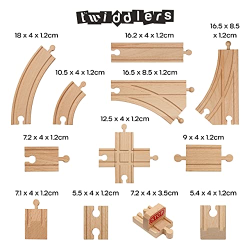 THE TWIDDLERS 64-teiliges Premium Holz Holzeisenbahn Set mit Geschenkbox - Spielzeug & Geschenk für Kinder - Kompatibel… – Bild 4