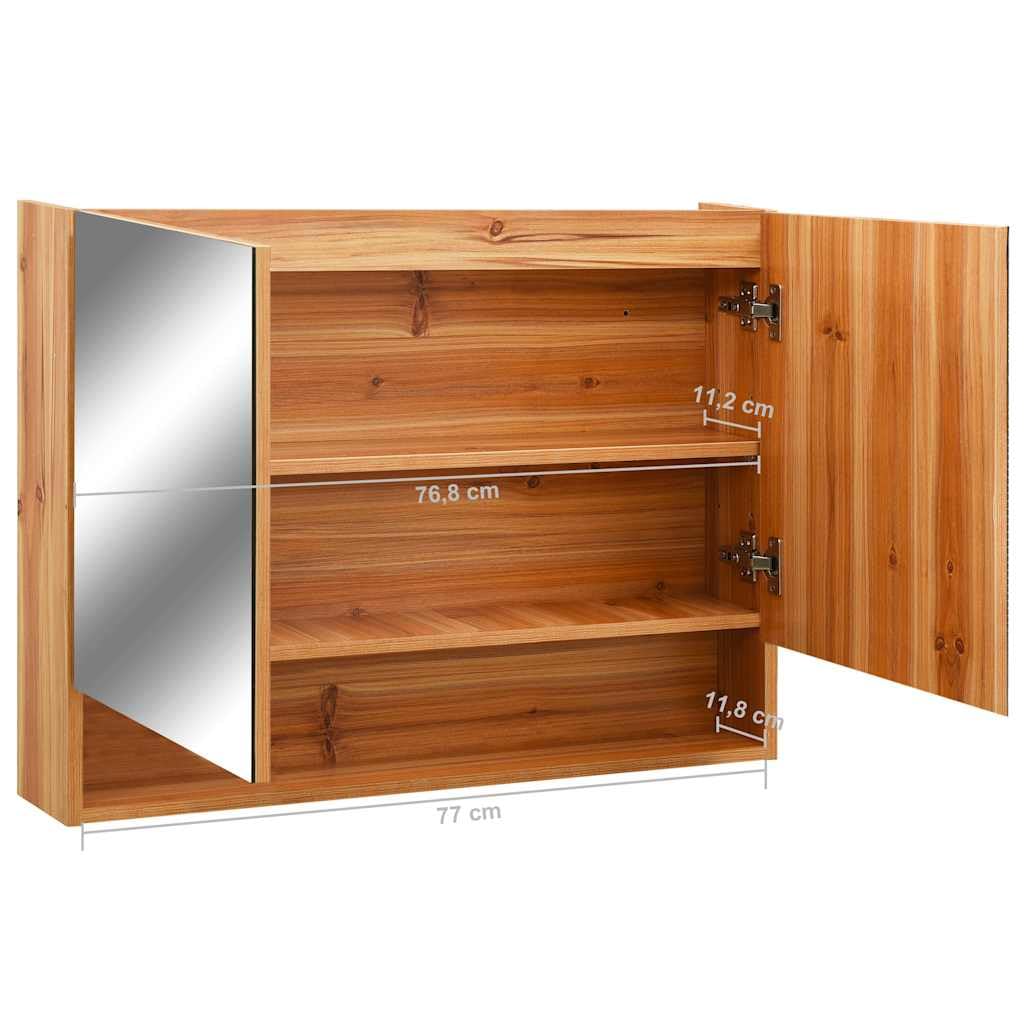 Szafka z lustrem LED do łazienki, dębowa, 80 x 15 x 60 cm, płyta MDF z powierzchnią melaminową, przyłącze USB, 2 drzwi, 3 wkładane półki, zajmuje mało miejsca do umywalki i toalety dla gości