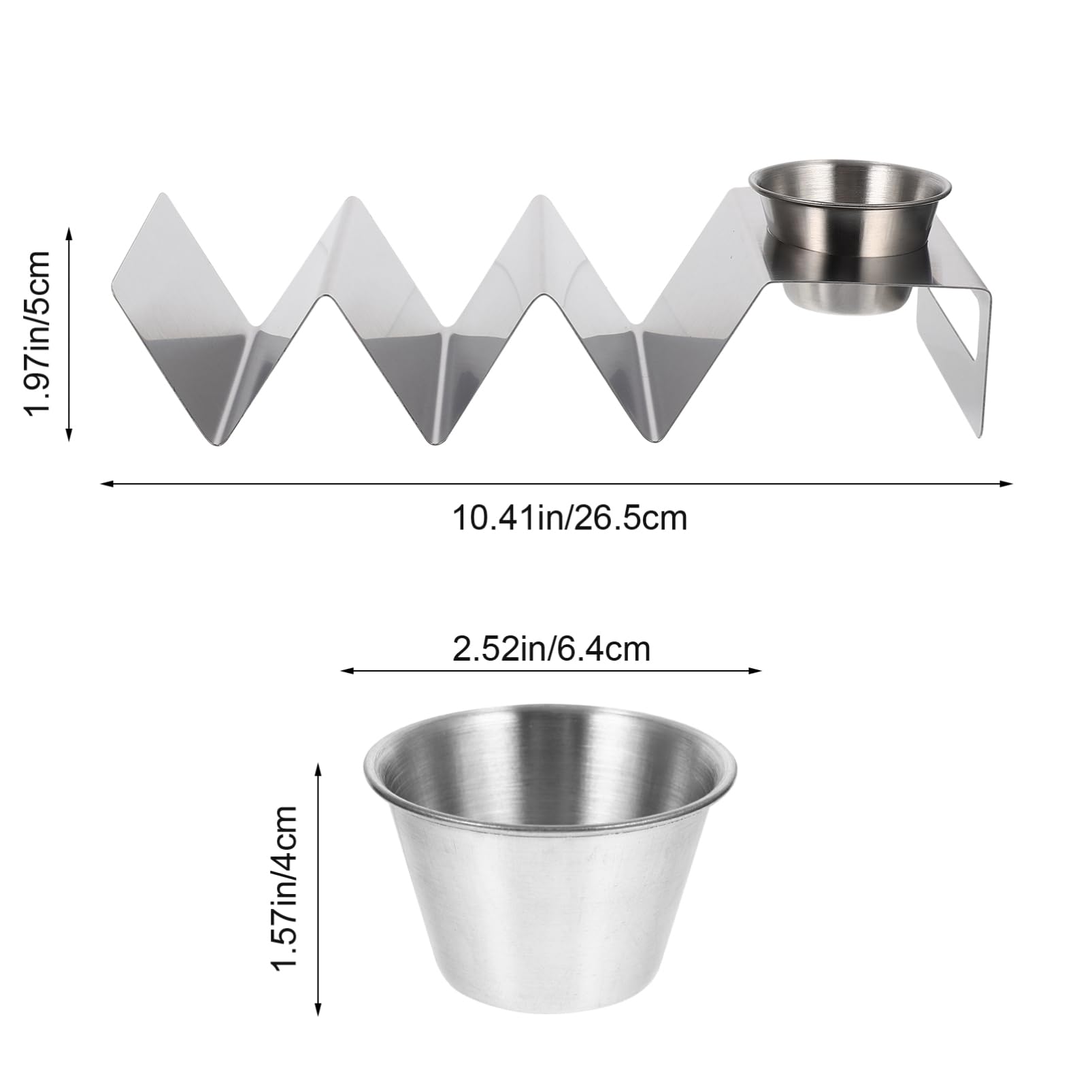 GRIRIW 1 Set Taco Stand Taco Trays Aplastador De Burritos Taco Plate with Seasoning Cup Desktop Taco Holder Ramekins Sauce Cups Taco Shell Stand Frame Holder Stand Stainless Steel Silver