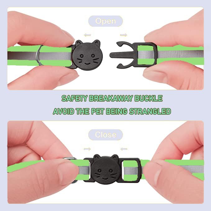 Hepplly 2-Pack Cat Collars Quick Release Reflective Kitten Collar with Bell (Light Green) - Image 4