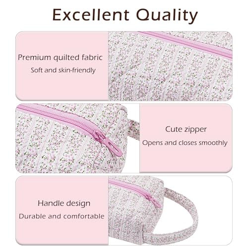 Image of RSRSLEII Quilted Hair Tools Travel Bag,Hair Styling Accessories Storage Case for Shark FlexStyle, Dyson Airwrap Hair Dryer, Curling Iron, Revlon Hair Tools,Portable and foldable(07Small Pink Flower)