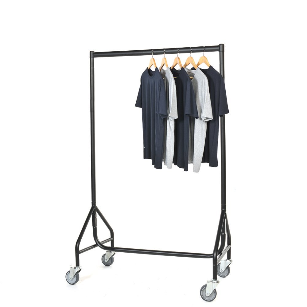 Shopfitting Warehouse Reinforced Heavy Duty Clothes Rail with Heavy Duty Wheels - 3ft Wide, Black