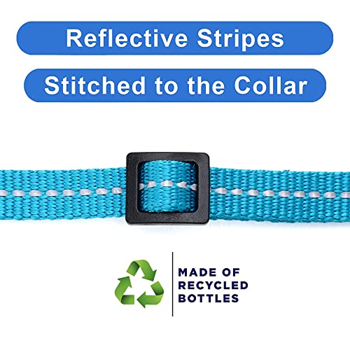 Pawtitas ♻️ Recycled Cat Collar With Reflective Stitched And Safety Buckle Removable Bell Reflective Cat Breakaway Collar Made From Plastic Bottles Teal Turquoise Wave Cat Collar #TOP3