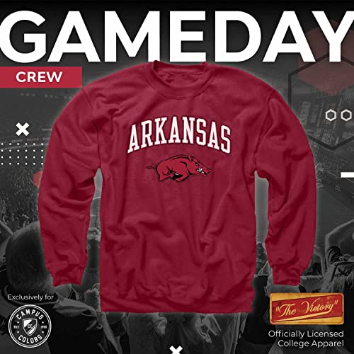 Campus-Colors-Adult-Arch-Logo-Soft-Style-Gameday-Crewneck-Sweatshirt-Arkansas-Razorbacks-Red-Large