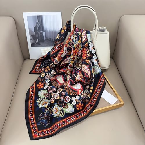 Image of Printed Poly Silken feel Scarf Stole for Women | Stylish, Soft, & Lightweight | Satin Feel Neck Scarf, Hair Scarf, Head Scarf for Women