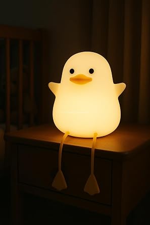 Busstier Animal Figure Night Light, Silicone RGB Touch, Soft Light, For Baby Room and Kids, USB Rechargeable, Colorful Lighting, Decorative Night Light, Sleep Light (Duck) [Energy Grade A++]