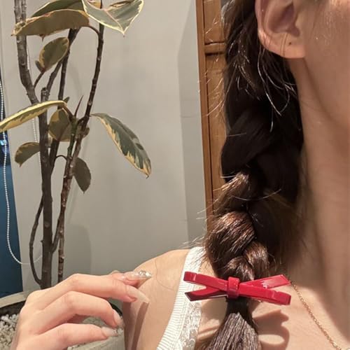 2 Pinzas Rojo Oscuro con Moño Vintage para Mujer miniatura 7