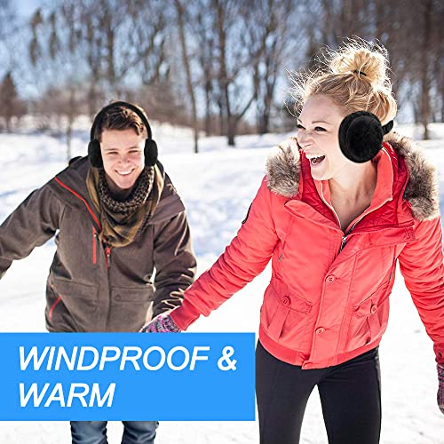 omitium Ohrenwärmer, Winter Ohrenwärmer Faltbare Verstellbarer Plüsch Earmuffs Bequemer weicher für den Winter Reiten Warme Ohrenschützer für Damen und Herren (Schwarz)