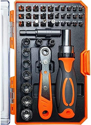 Ratcheting Screwdriver Set TOOLMAK Screwdriver 42 in 1 Ratchet Wrench Set, With Rotatable Ratchet Handles ＆ Storage Case, Household Repair Tool Kits for Bike