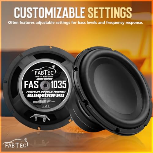 Image of FABTEC 10 Inch Heavy Bass Subwoofer Speaker | Double Ferrite Magnet | 350W RMS / 1400W Peak | 4 Ohm, 90dB Sensitivity | Car Music System, Home Theater & DIY Audio Projects