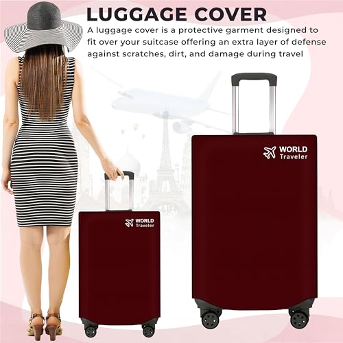 Image of Kraptick Non-Woven Luggage Cover - Waterproof, Dustproof, and Stretchable Luggage Protector Cover, Durable Non-Woven Luggage Case for Trolley (Red- 20 Inch, 24 Inch, 28 Inch) Combo of 3