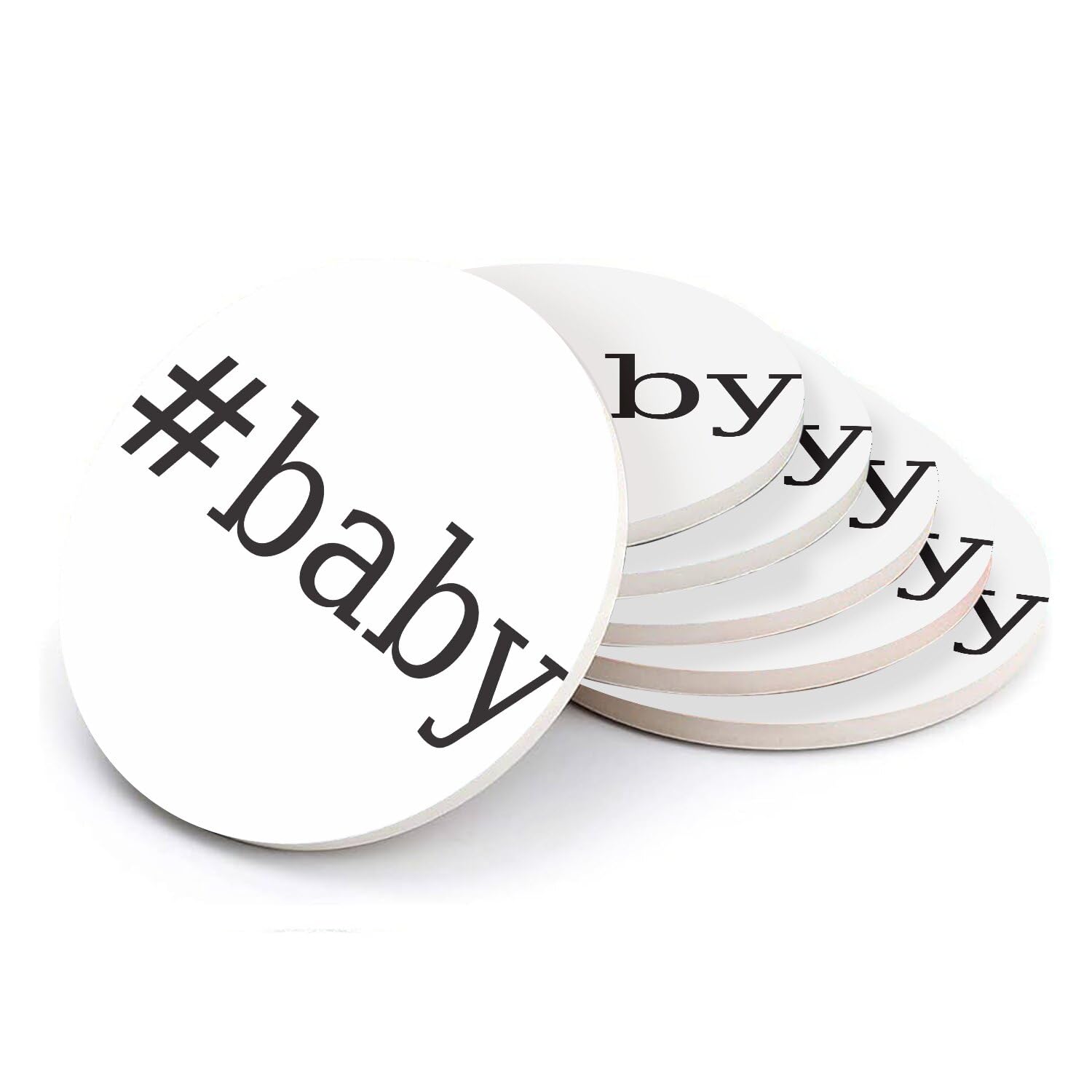 Sous-verre ronds en céramique anti-rayure anti-tache Hashtag Baby lot de 6