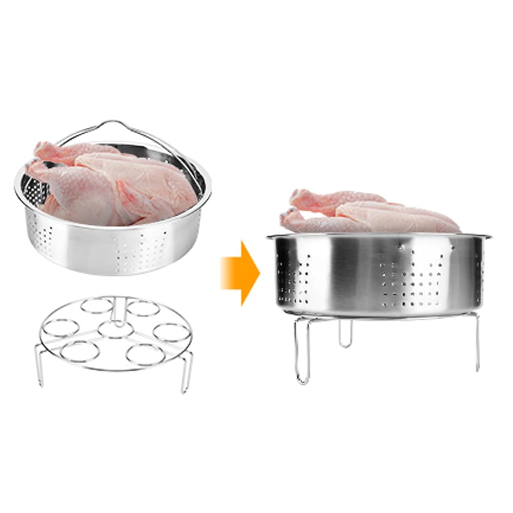 Cesta de vapor para ollas a presión instantáneas con estante para huevos