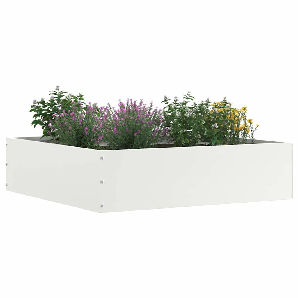 Lot de 6 bordures de pelouse, en acier robuste, 50 x 50 x 13 cm, blanche, durable, pour parterre de fleurs et aménagement paysager, montage facile