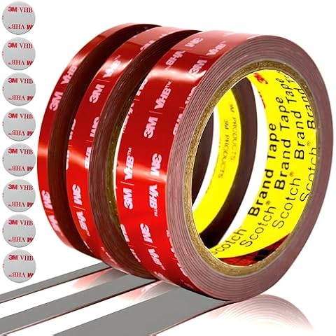 3M Double Sided Tape Heavy Duty, VHB Tape. (1/4in,1/2in,1in) x 10 ft, Made of 3M VHB Tape. for Wall Photo Frame, Car Decoration, LED Strip Light. Waterproof Mounting Tape… Cover
