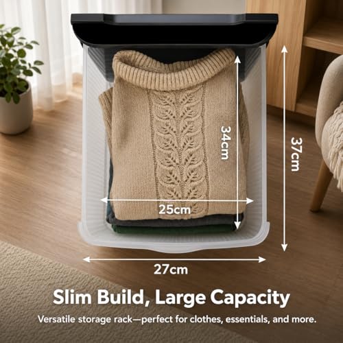 Image of URBAN LUXY Plastic Storage Drawer Organizer with Wheels | Multi-Purpose Chest of Drawers for Home, Office & Bedroom | Clothes, Toys & Stationery Organizer (Transparent Black, 7 Layer)