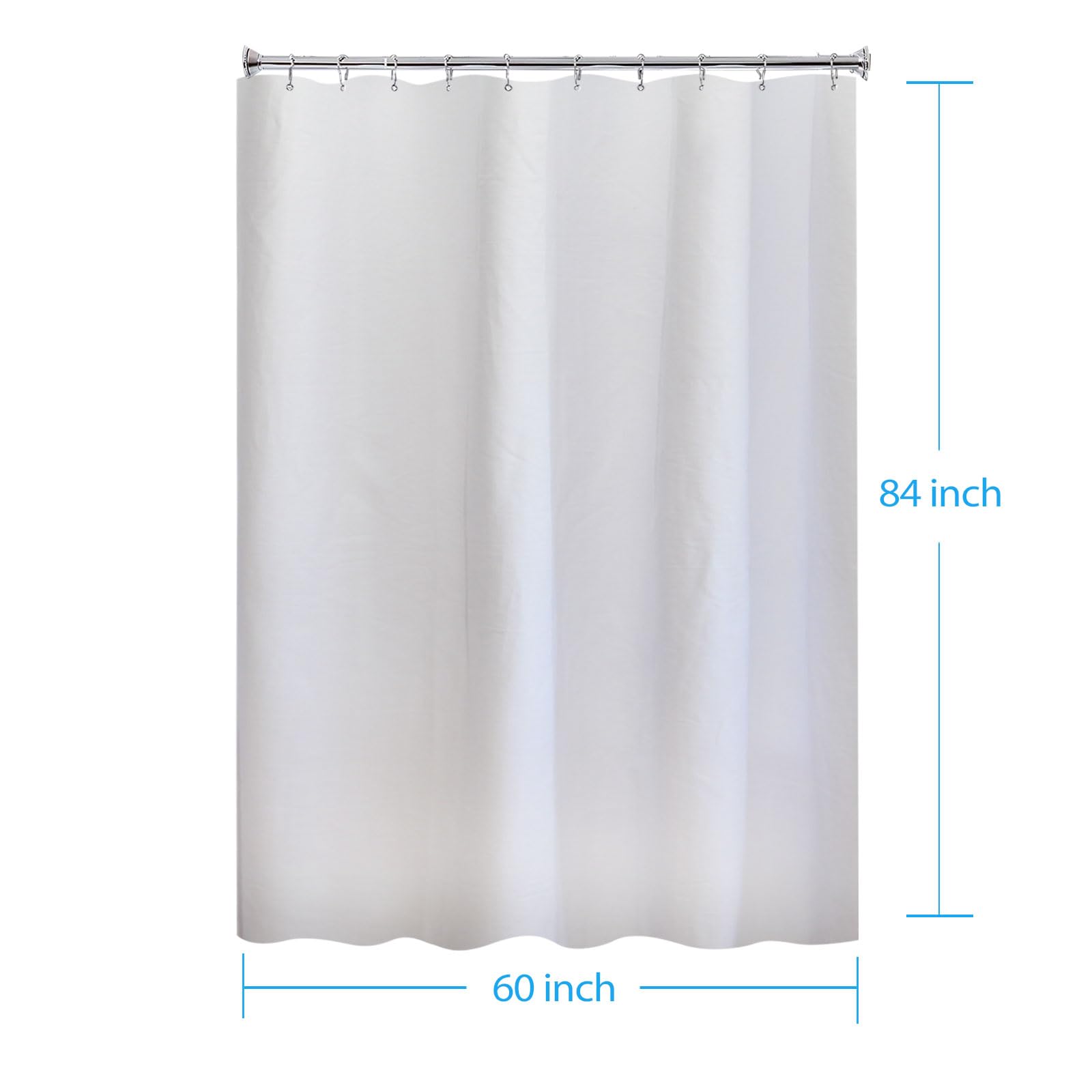 YISURE Rideau de douche Stall en coton 152,4 x 213,4 cm, petit rideau de douche étroit à texture de lin blanc, très résistant, imperméable, pour salle de bain, hôtel de luxe lavable