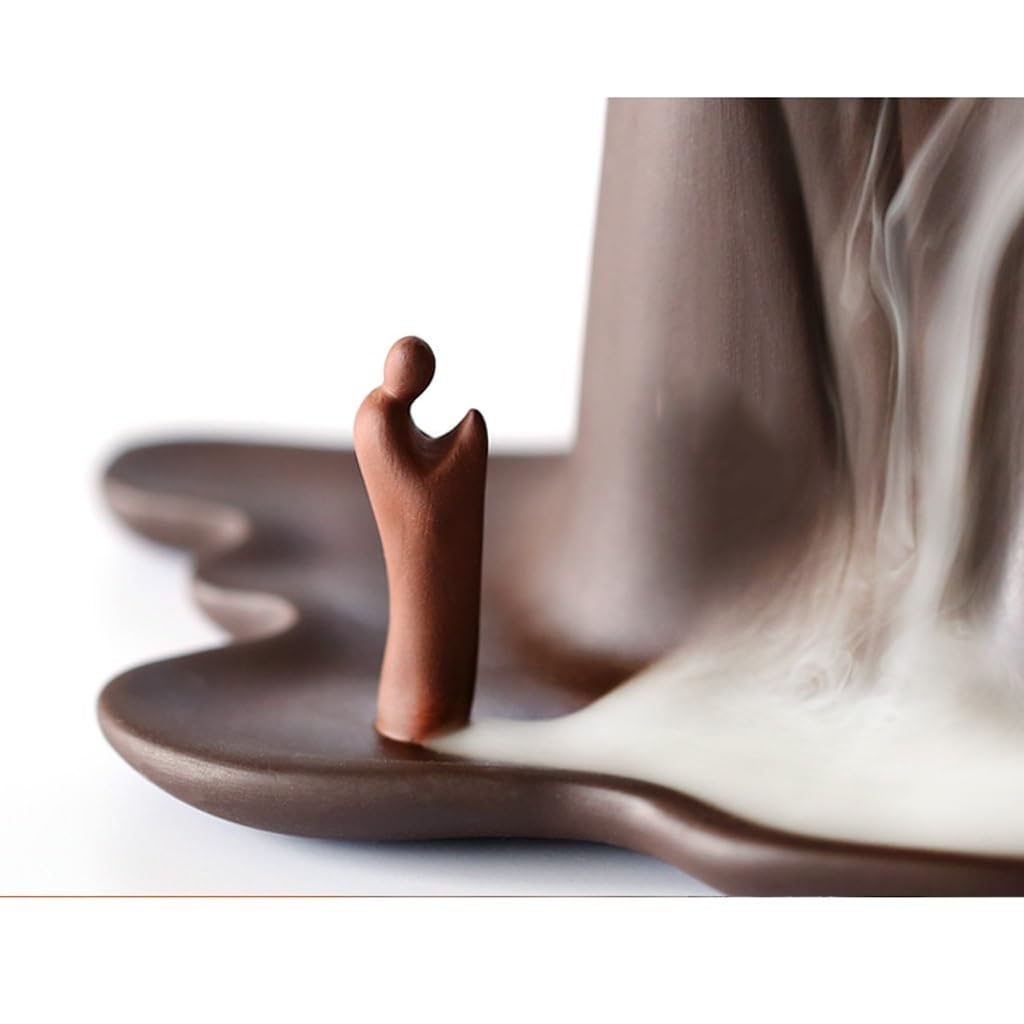 Quemador de incienso de reflujo Torre quemador de incienso creativo pequeño monje Buda reflujo cascada soporte de incienso, oficina Yoga casa de té meditación decoración del hogar Quemador de incienso