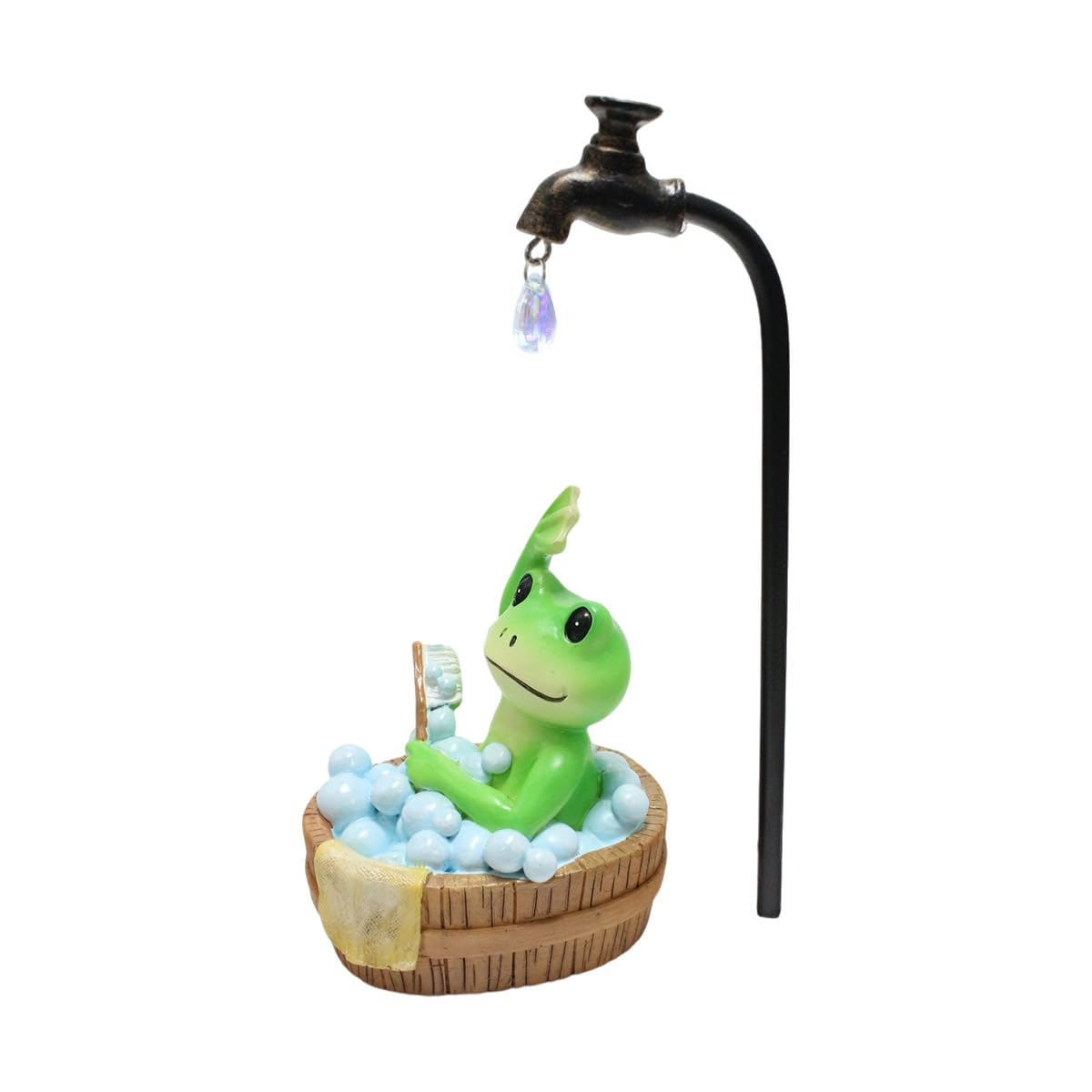 Resin Scrubbing Frog Statue, Funny Bathing Frog Figurine for Garden Pond Decor, Weatherproof Outdoor Ornament for Patio Yard Lawn Home Accent