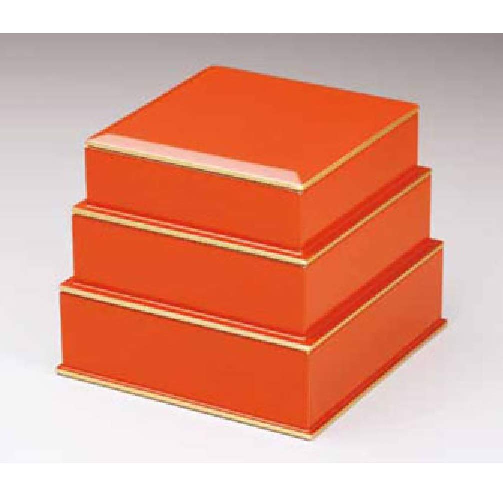 Amazon｜【木製漆塗り】洗朱 正角入子三段重箱【手塗り】｜重箱