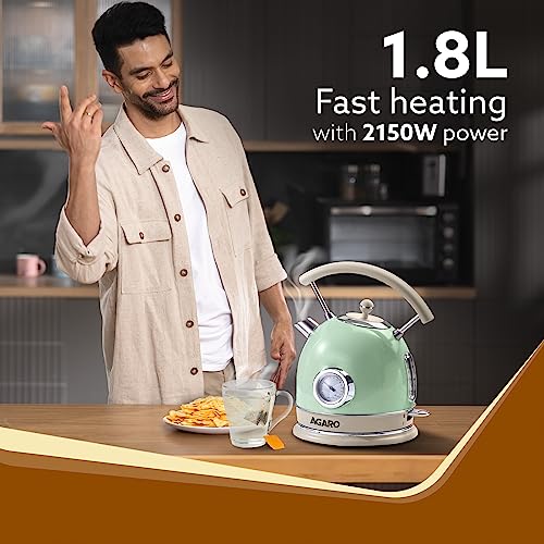AGARO-Regency-Vintage-Kettle-18L-with-Temperature-Gauge-Hot-Water-Boiler-Tea-Heater-with-Curved-Handle-Visible-Water-Level-Line-Led-Light-Auto-Shut-OffBoil-Dry-ProtectionGreen