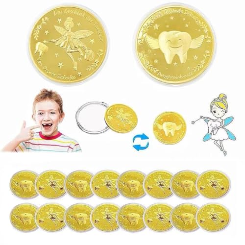 Monedas del Hada de los Dientes,16 Piezas Moneda Conmemorativa,Regalos para Niños,Hadas de los Dientes,Moneda Conmemorativa Colección de Recuerdos Moneda para Diente Perdido Niños Regalos