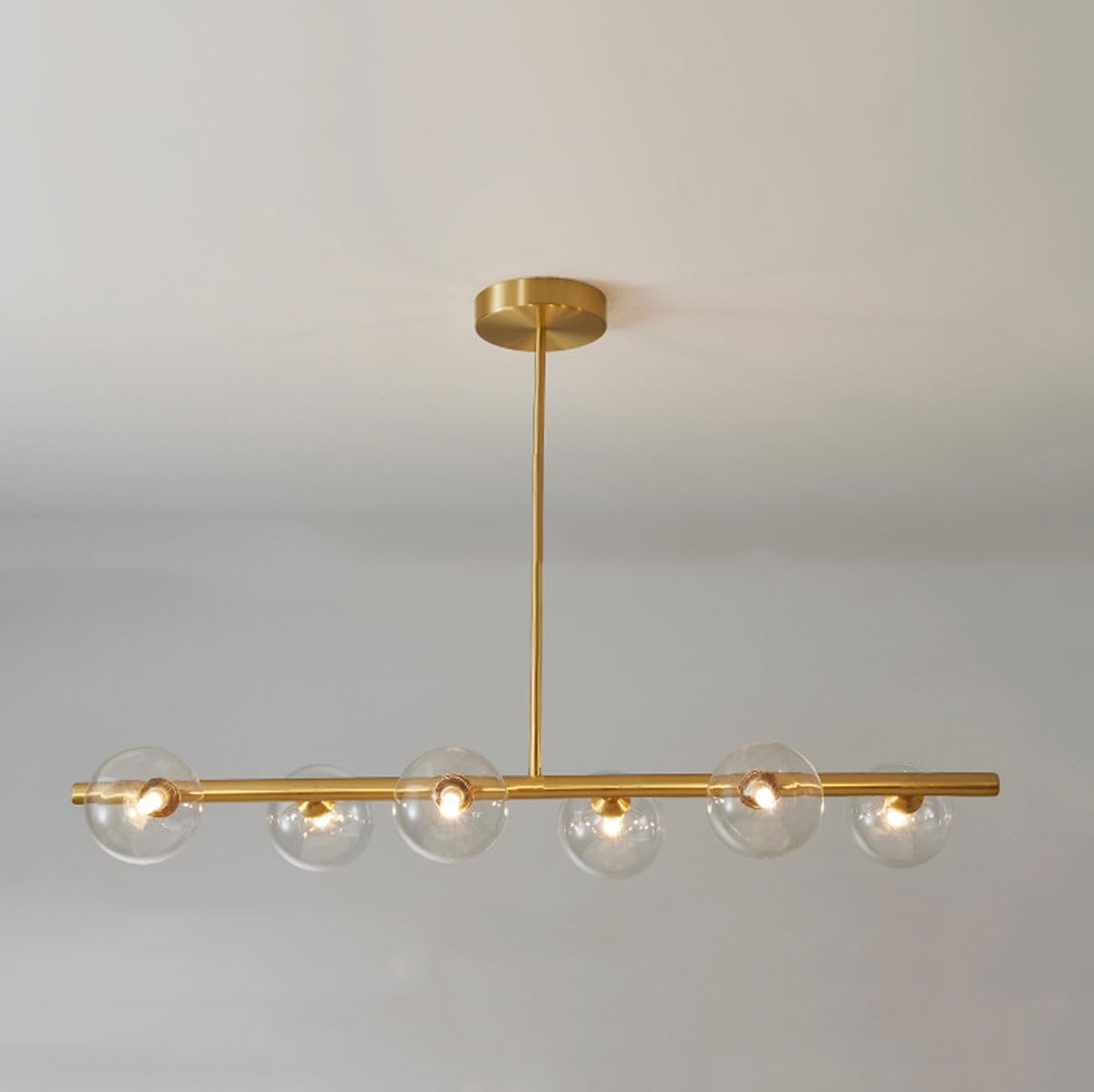 SXECAEPS Modern creative chandelier modern Pendant Lighting, Brass Ceiling Light Fixtures, 6-Light Gold Globe Glass Fixture, Hanging Fixture For Kithchen Island Dinning Room Bedroom