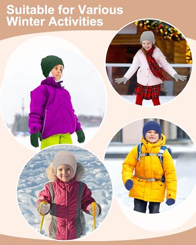 Image of JaGely 64 Pcs Kids Hats and Gloves Bulk Winter Beanies Hat Gloves for Toddler Boys Girls School Donation Wholesale