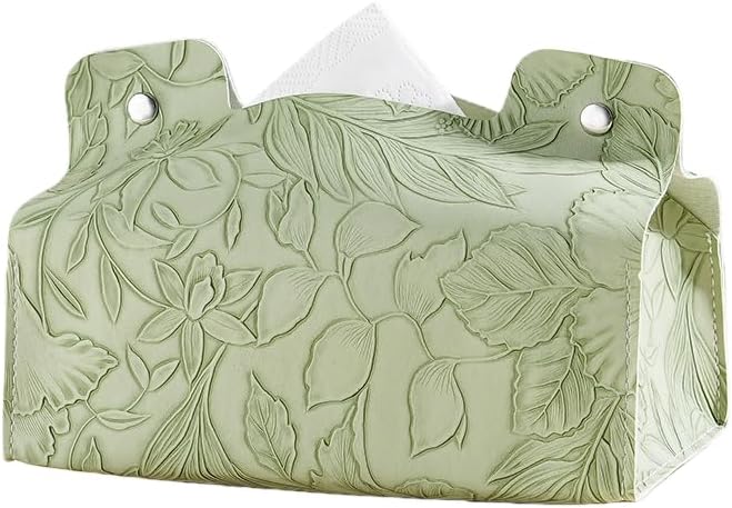 Leather Tissue Boxprinted Leather Tissue Box, Multi Functional Storage Bag For Home, Business Travel, And Car Use, 19 * 11 * 12Cm Light Green