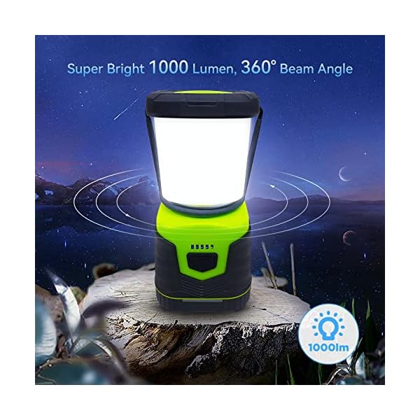Campinglampe LED Wiederaufladbare Hitonass , 1000lm Superhell Suchscheinwerfer, Camping Licht mit 4 Helligkeiten Dimmbar, Notfallleuchte mit Bügel und Haken für Stromausfällen, Wandern, Notfall, usw. – Bild 3